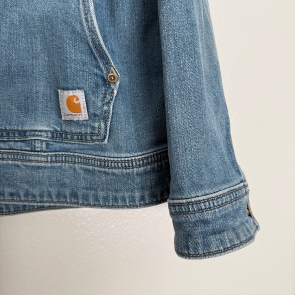 CARHARTT - Rugged Flex Benson Button Front Stretch Blue Denim Jacket - 3x 24/26 - Picture 3 of 12